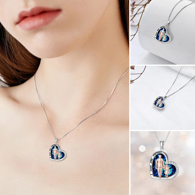 Pre-sale>>Father and Daughter Necklace Blue Heart Crystal Necklace