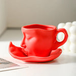 Metal touching face creative ceramic kiss Coffee cup