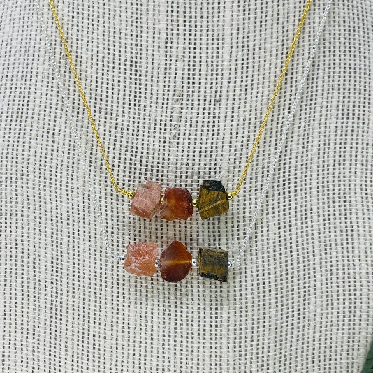 Chakra 3 Stone Necklace - Choose Gold or Silver Adjustable Length