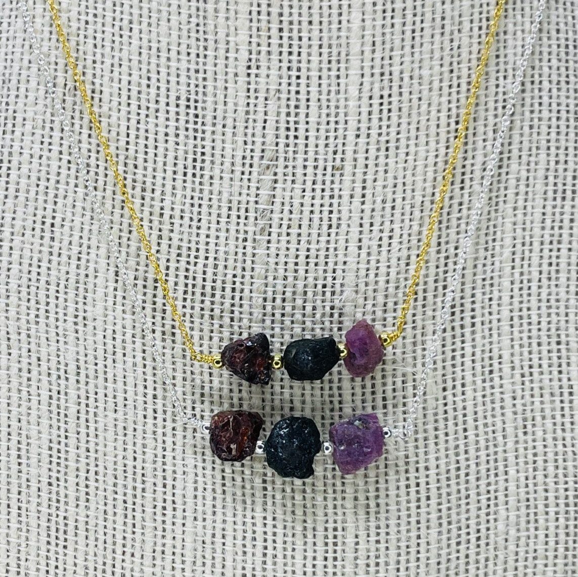 Chakra 3 Stone Necklace - Choose Gold or Silver Adjustable Length