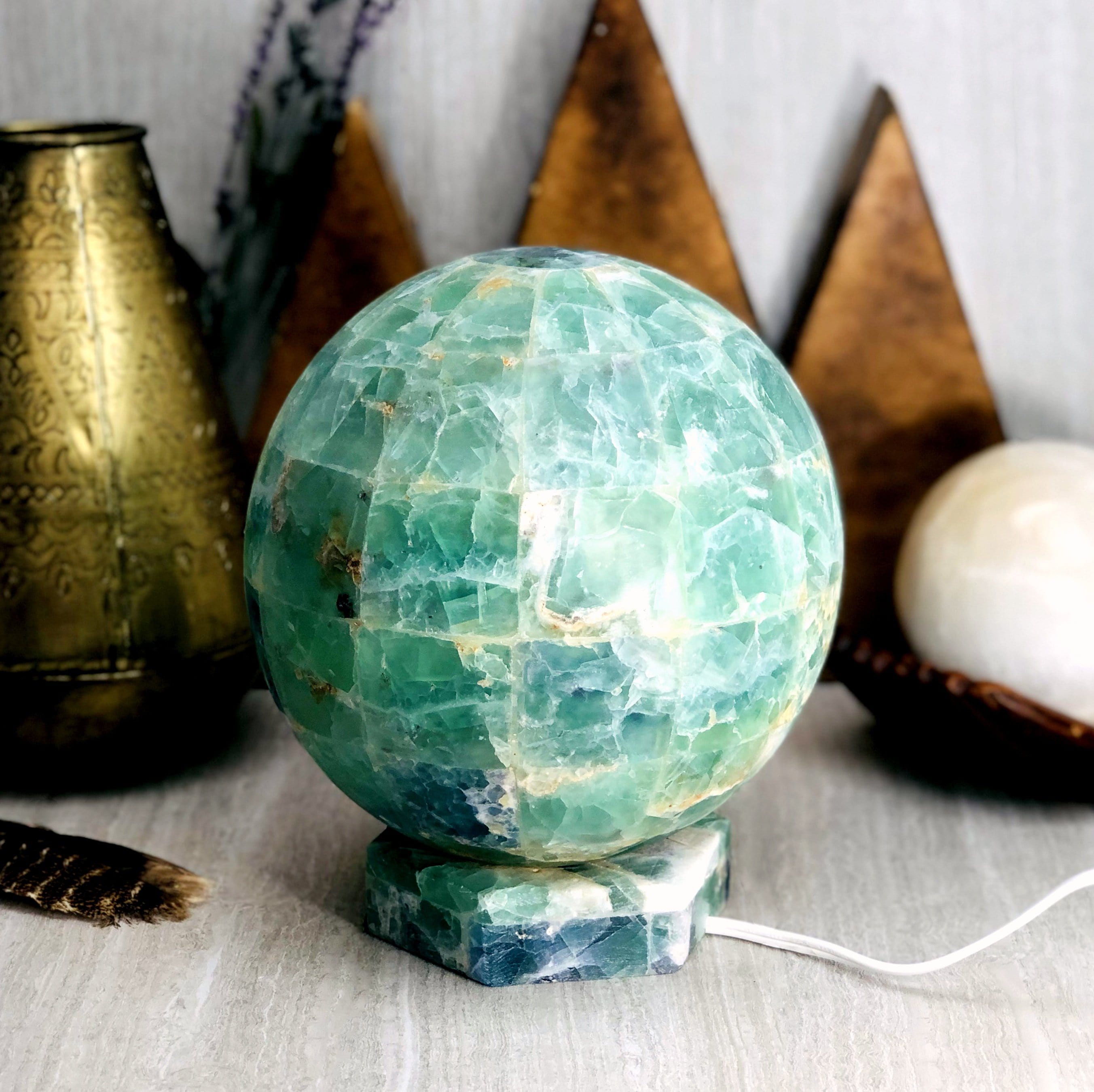 Rainbow Fluorite Sphere Lamps - Small