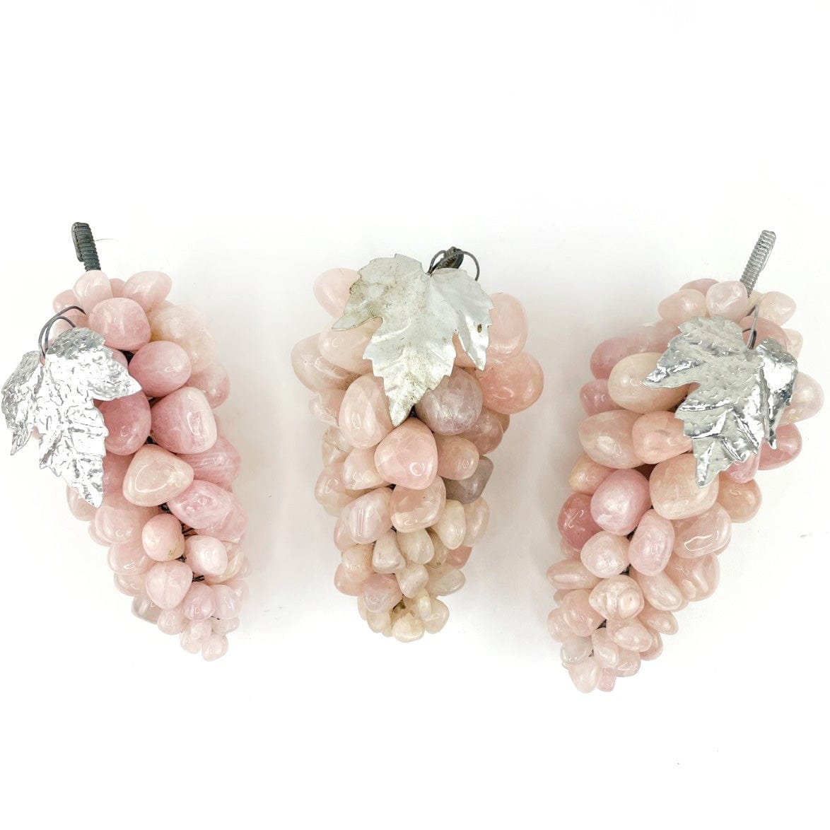 Polished Stone Grape Bunch with Silver Leaf - You Choose Stone