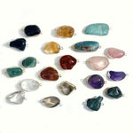 Tumbled Gemstone Crystal Pendant Connectors (S24B24)