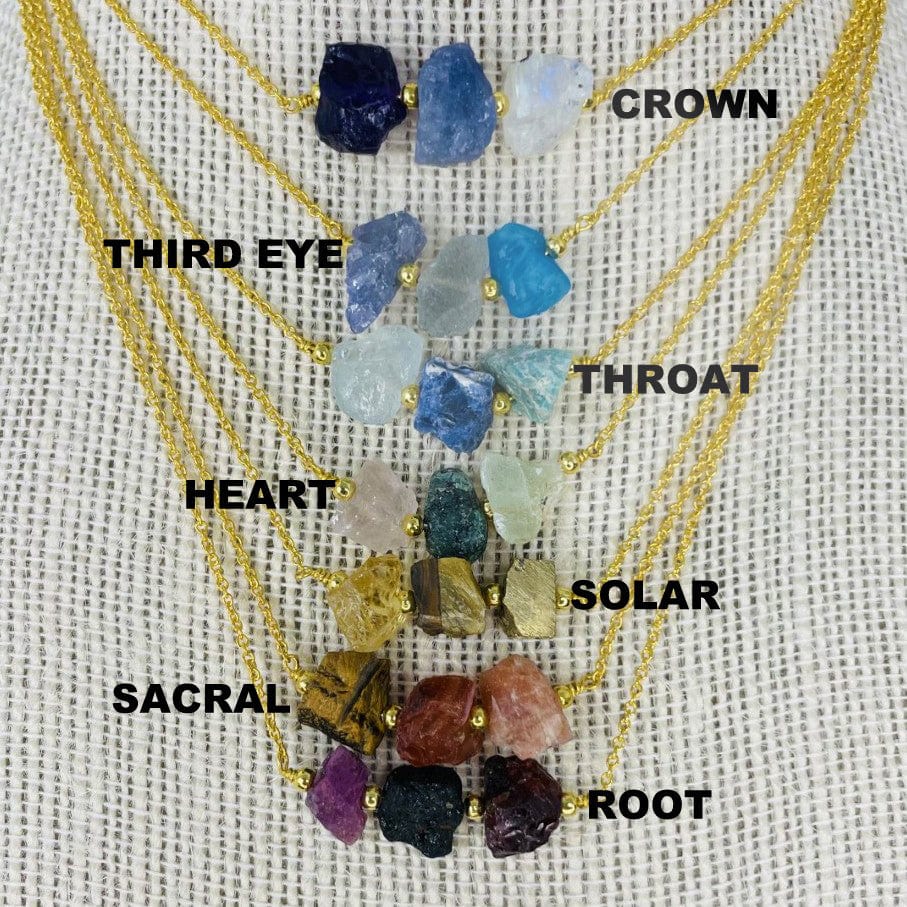 Chakra 3 Stone Necklace - Choose Gold or Silver Adjustable Length