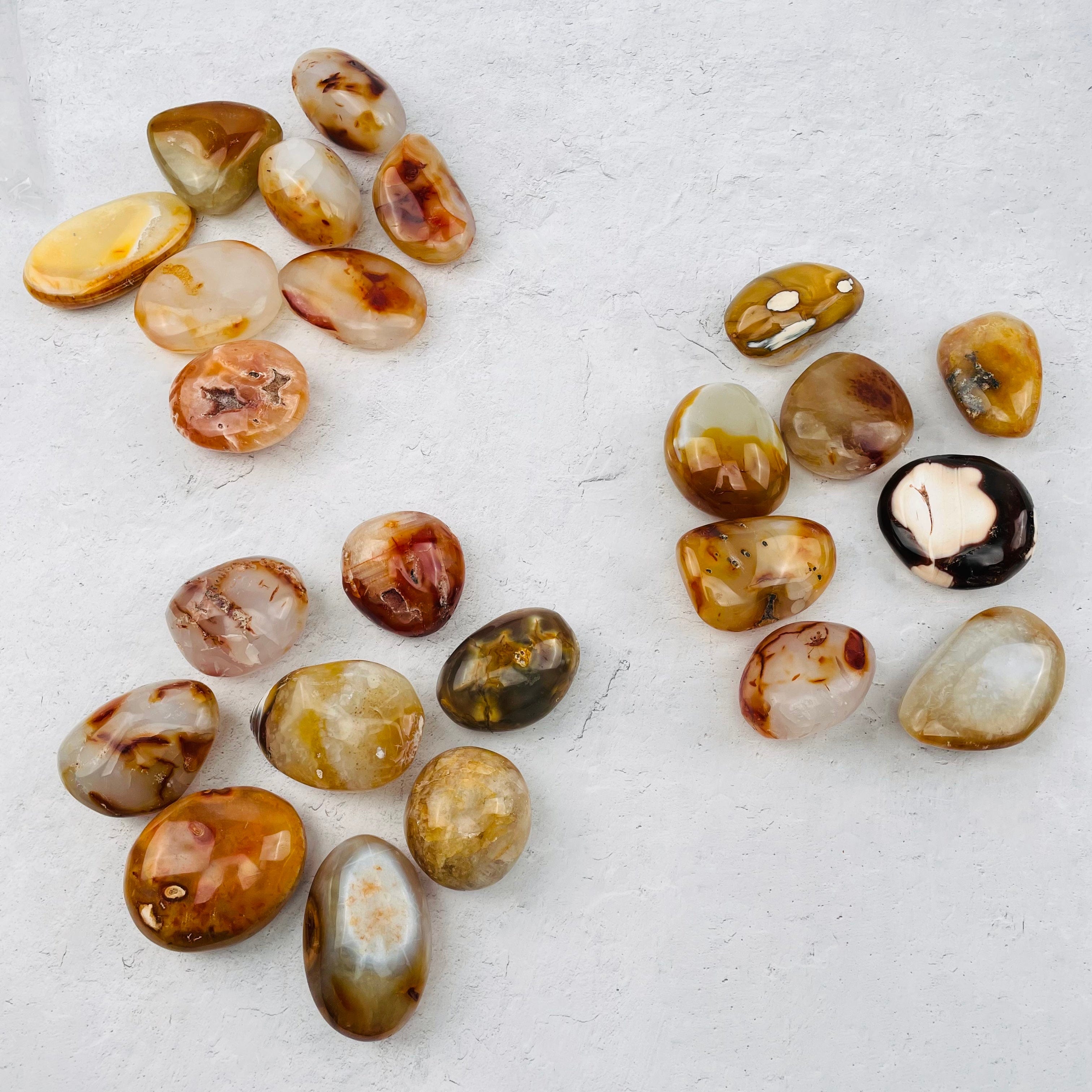 Lot of 8 Carnelian Agate Tumbled Palm Stones - You Choose