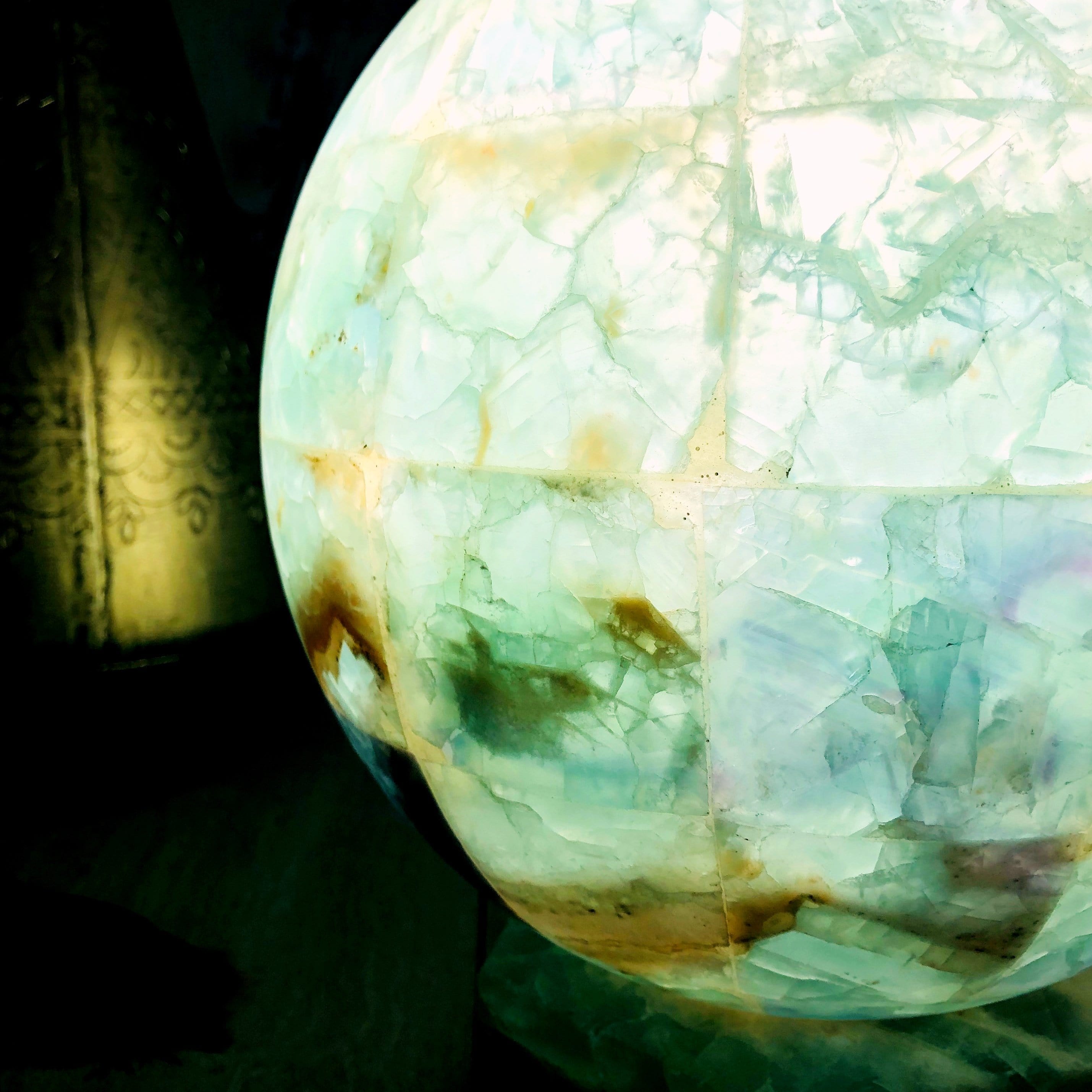 Rainbow Fluorite Sphere Lamps - Small