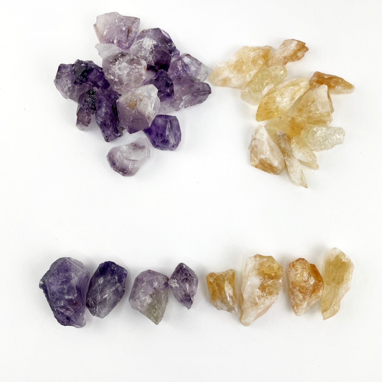 Amethyst and Citrine (Golden Amethyst) Crystal Pieces Window Box