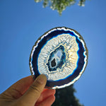 Agate Slice Set - Set of Six Blue Agate Crystal Coasters Matching A Grade Sliced Geodes