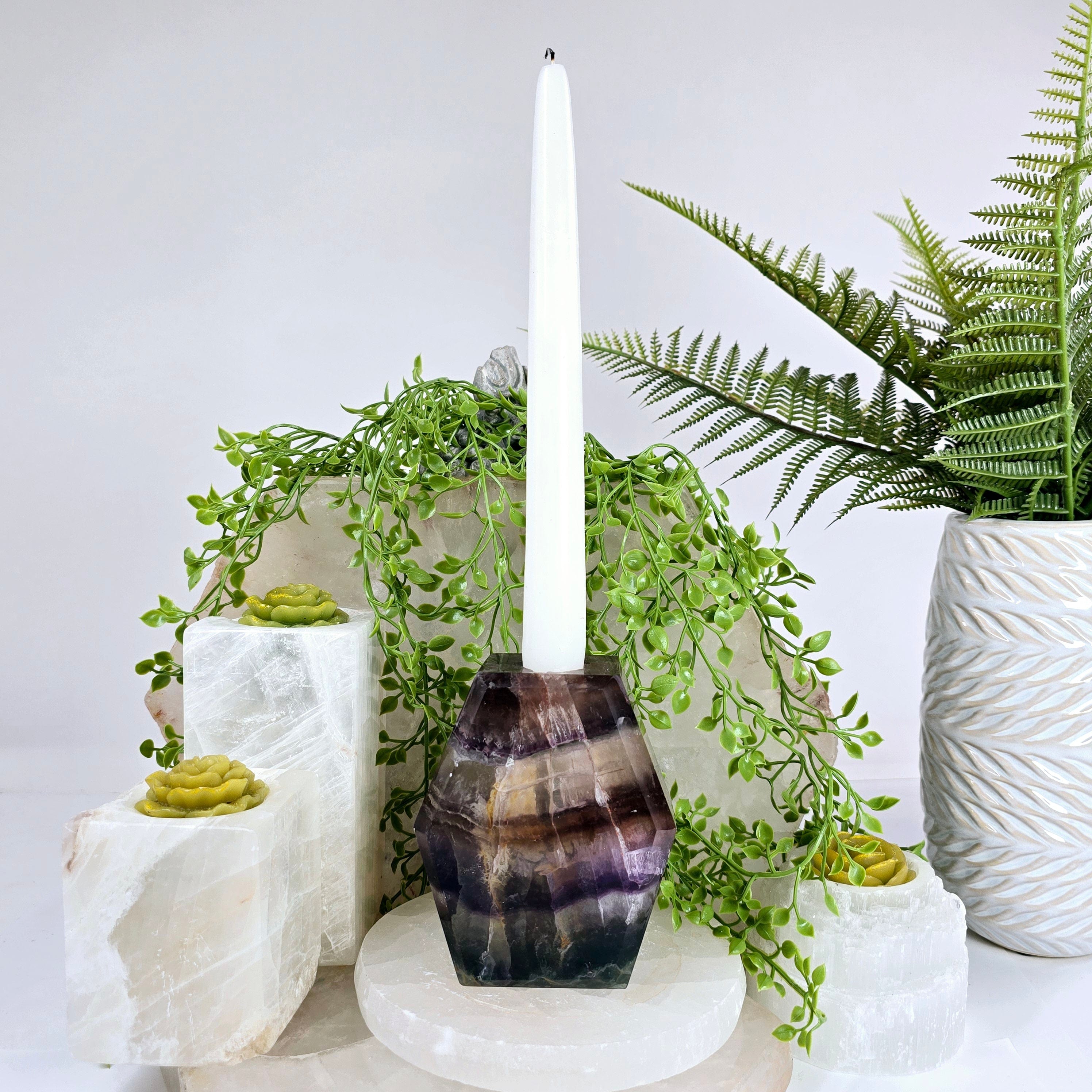 Fluorite Crystal Candle Holder