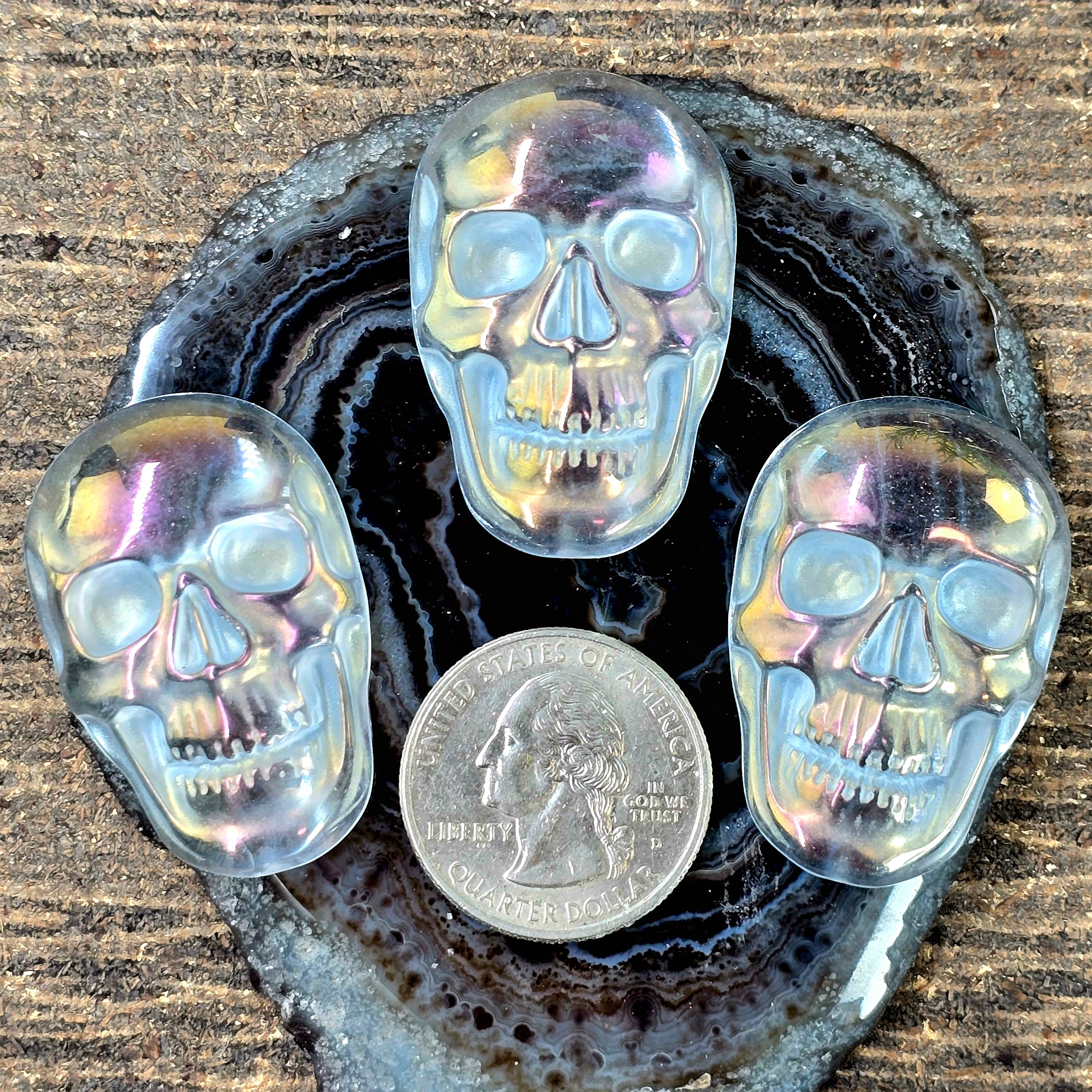 Angel Aura Crystal Quartz Skull Cabochon