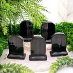 Black Obsidian Tombstone - Blank Crystal Gravestone - Halloween Decor