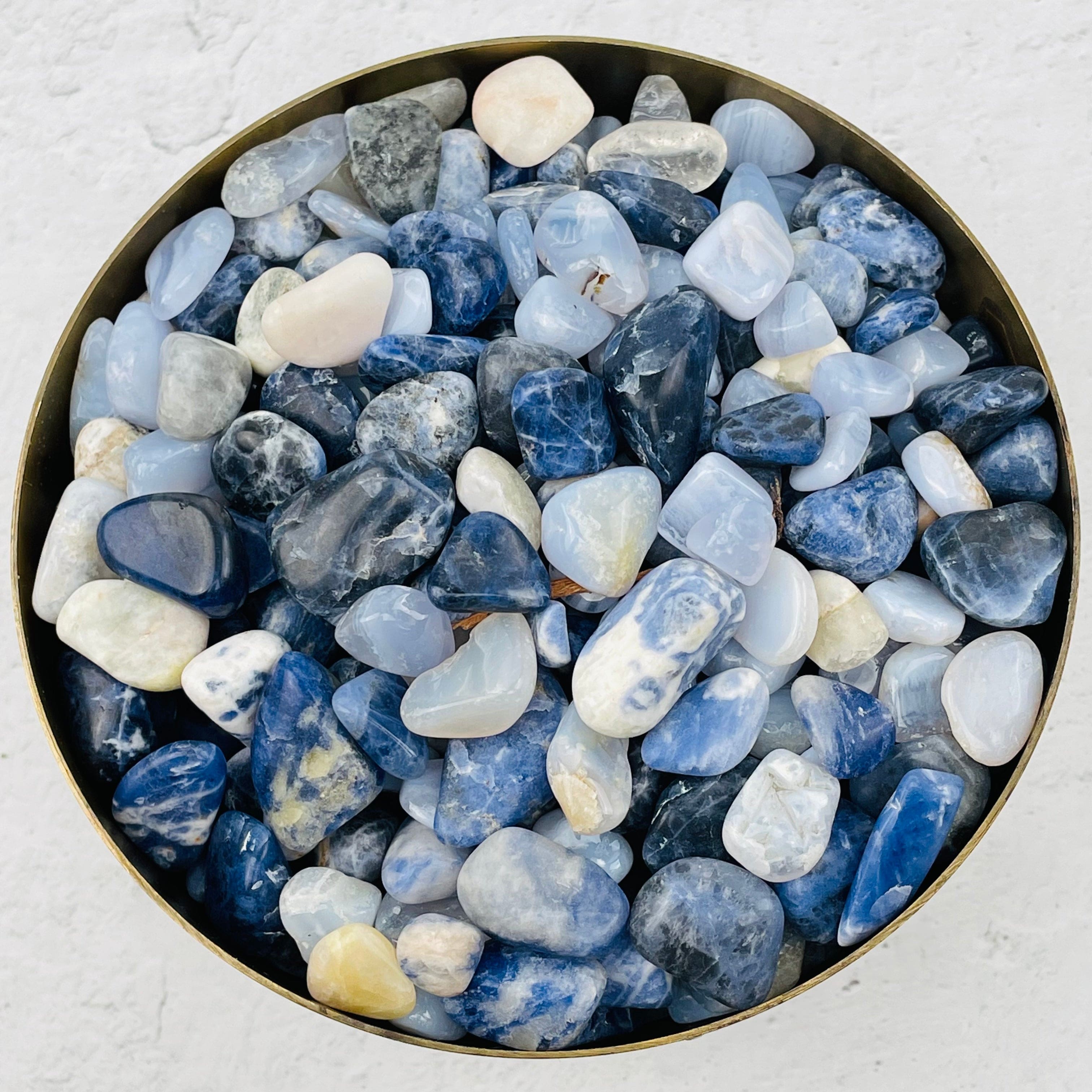 Mixed Blue Stones - 1 pound bag of Sodalite and Blue Lace Agate