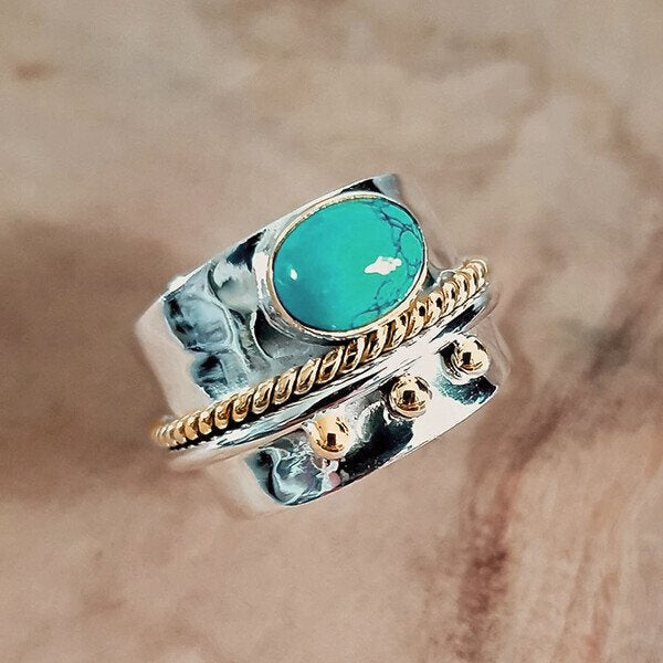 Sterling Silver Turquoise Wide Band Ring