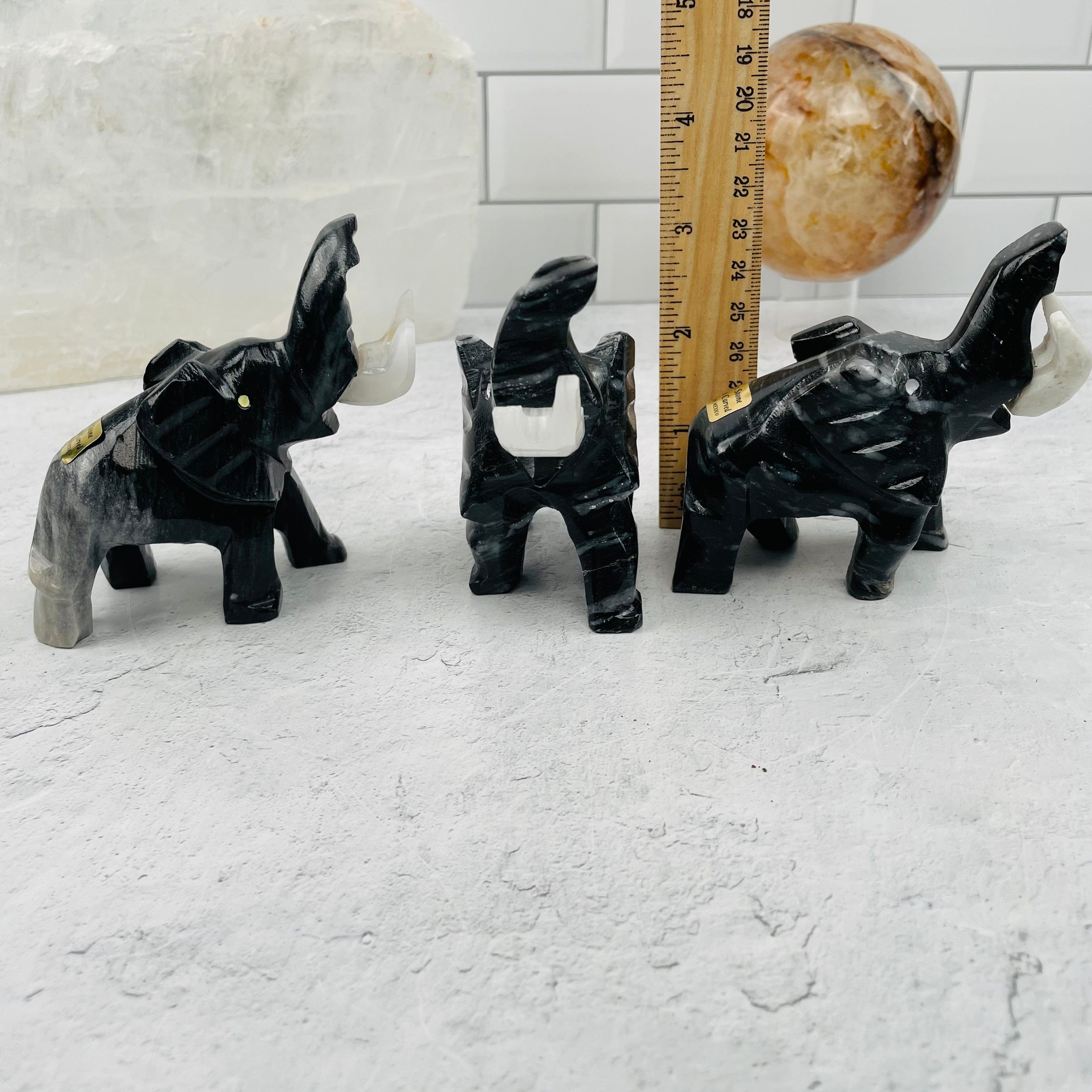 Mexican Black Onyx Elephants - You Get All - AS IS