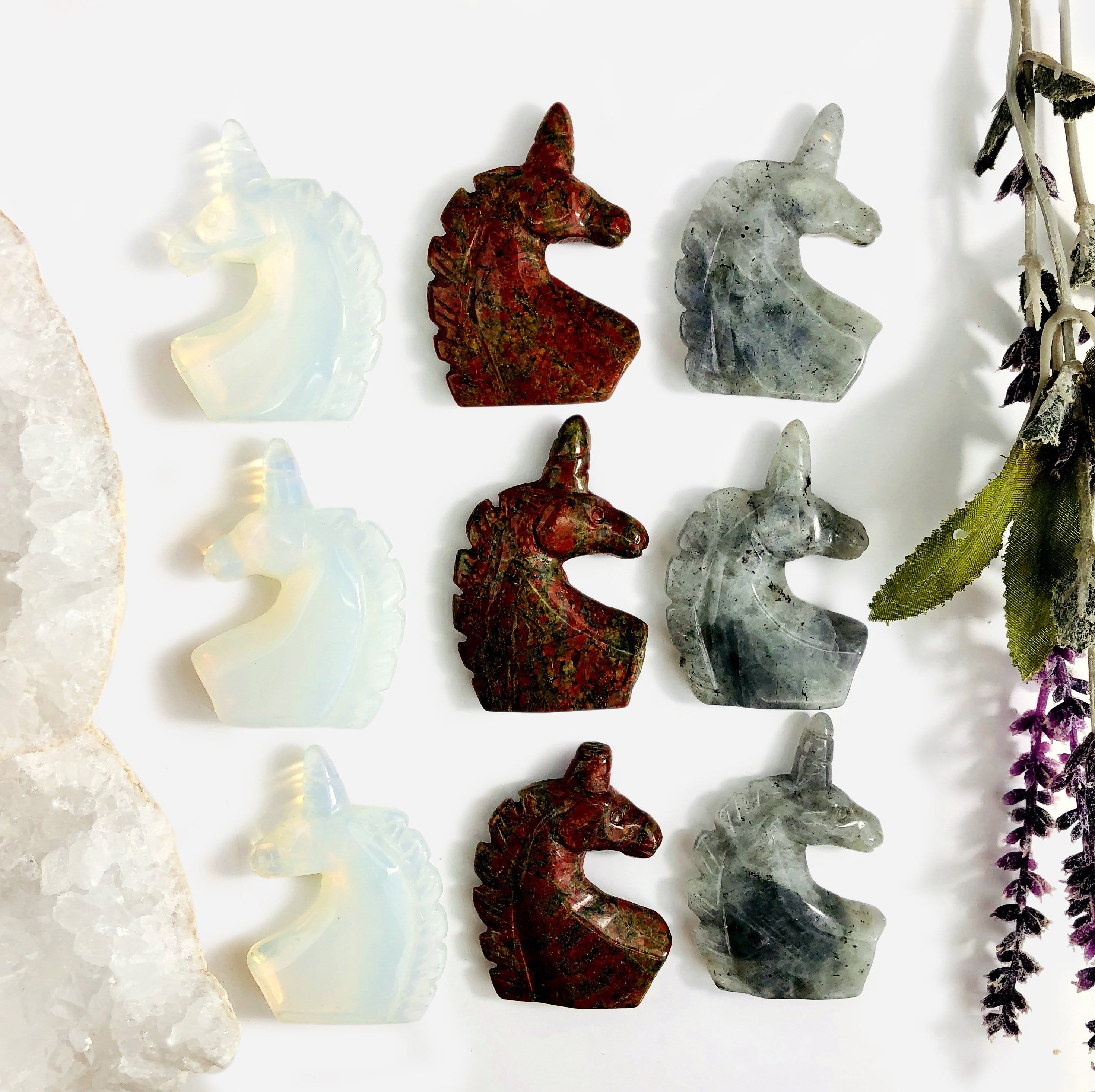 Gemstones Unicorn Head - Crystal Carvings