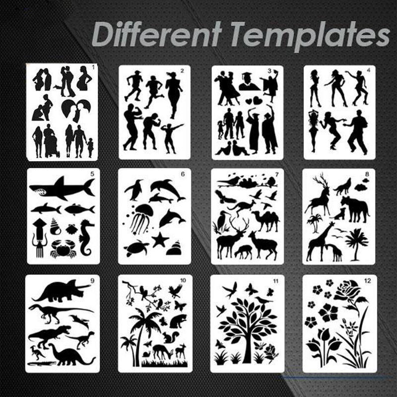 Fast Draw Stencil Art Templates( 12 Sheets/Set )