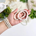 Moonstone Round Bead Crystal Stretch Mala Bracelets