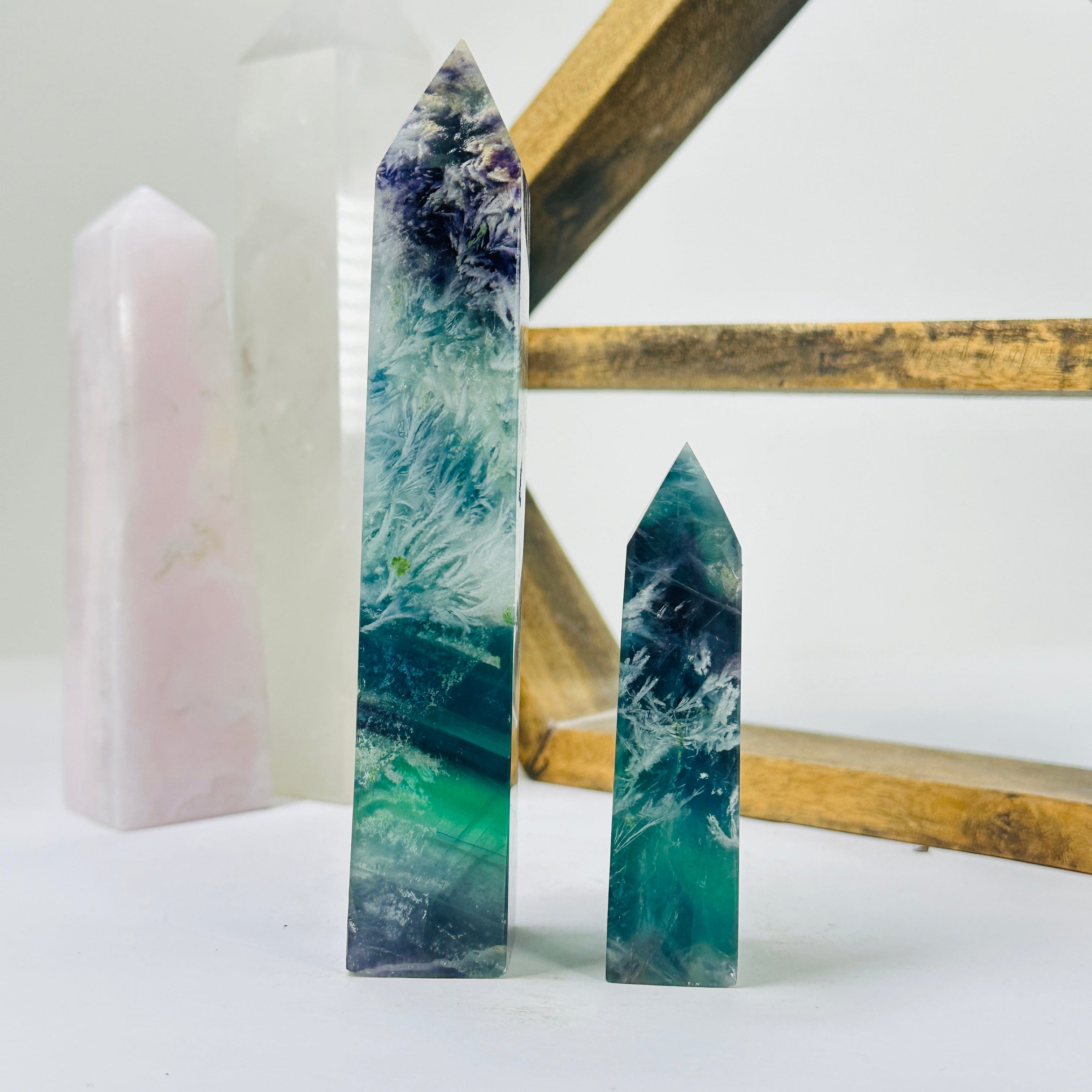 Feather Fluorite Crystal Tower Polished Point AS IS YOU CHOOSE