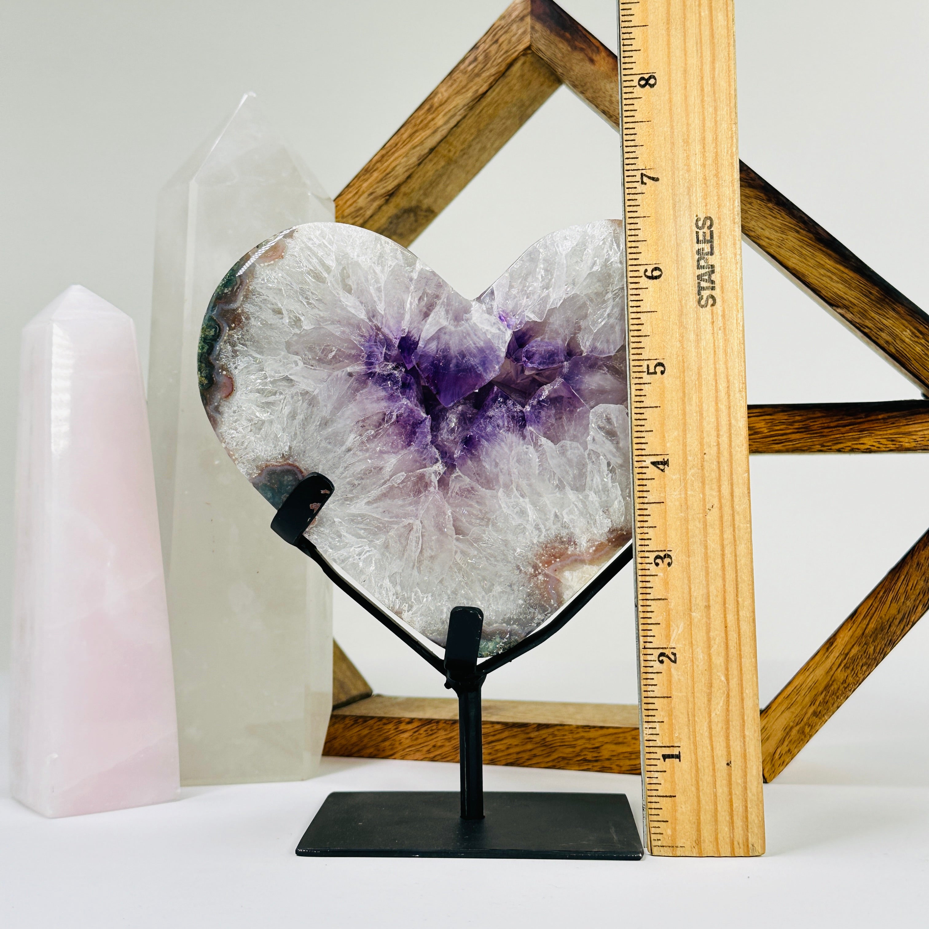 Amethyst Crystal Heart on Stand YOU CHOOSE