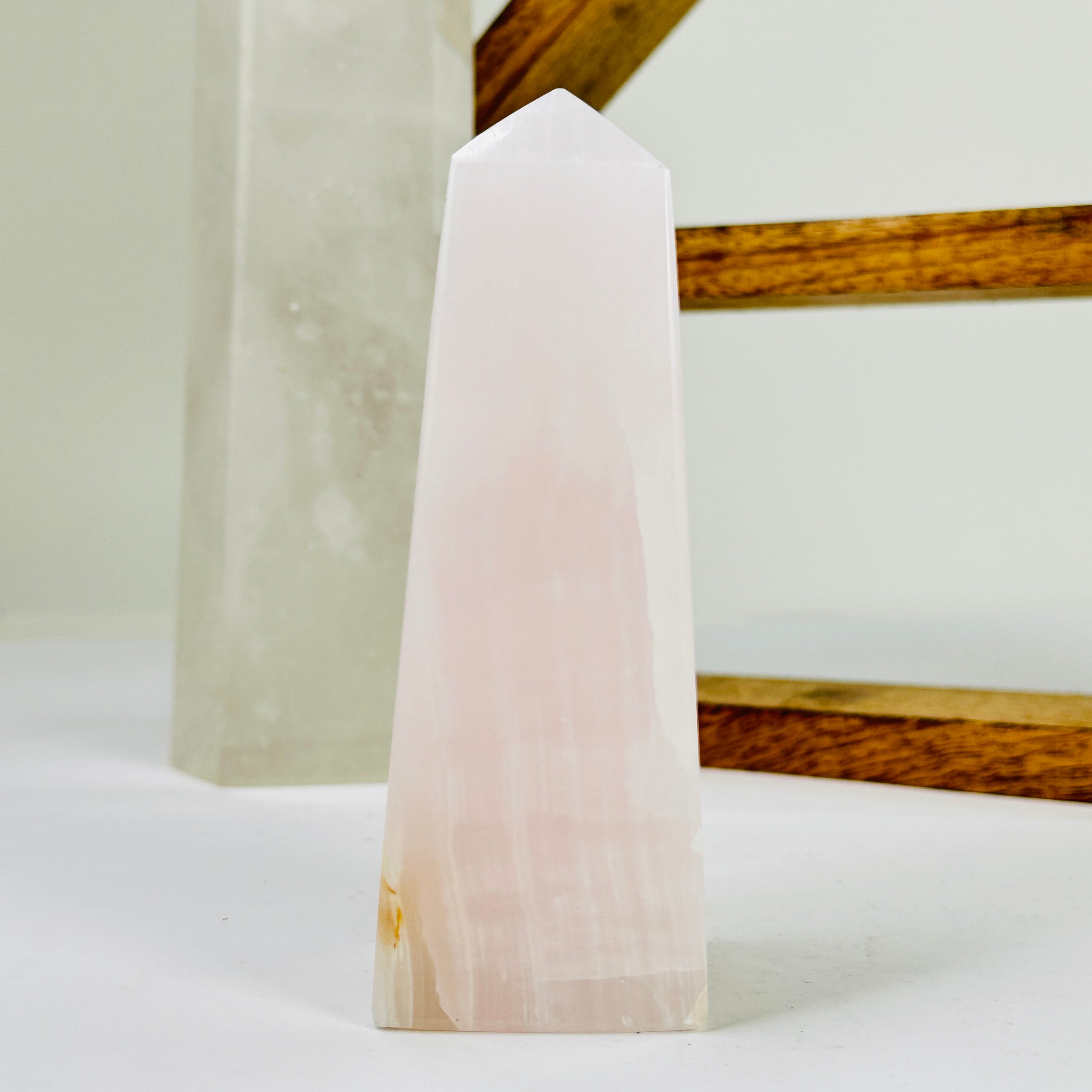 Rose Quartz Crystal Polished Obelisk One-of-a-Kind