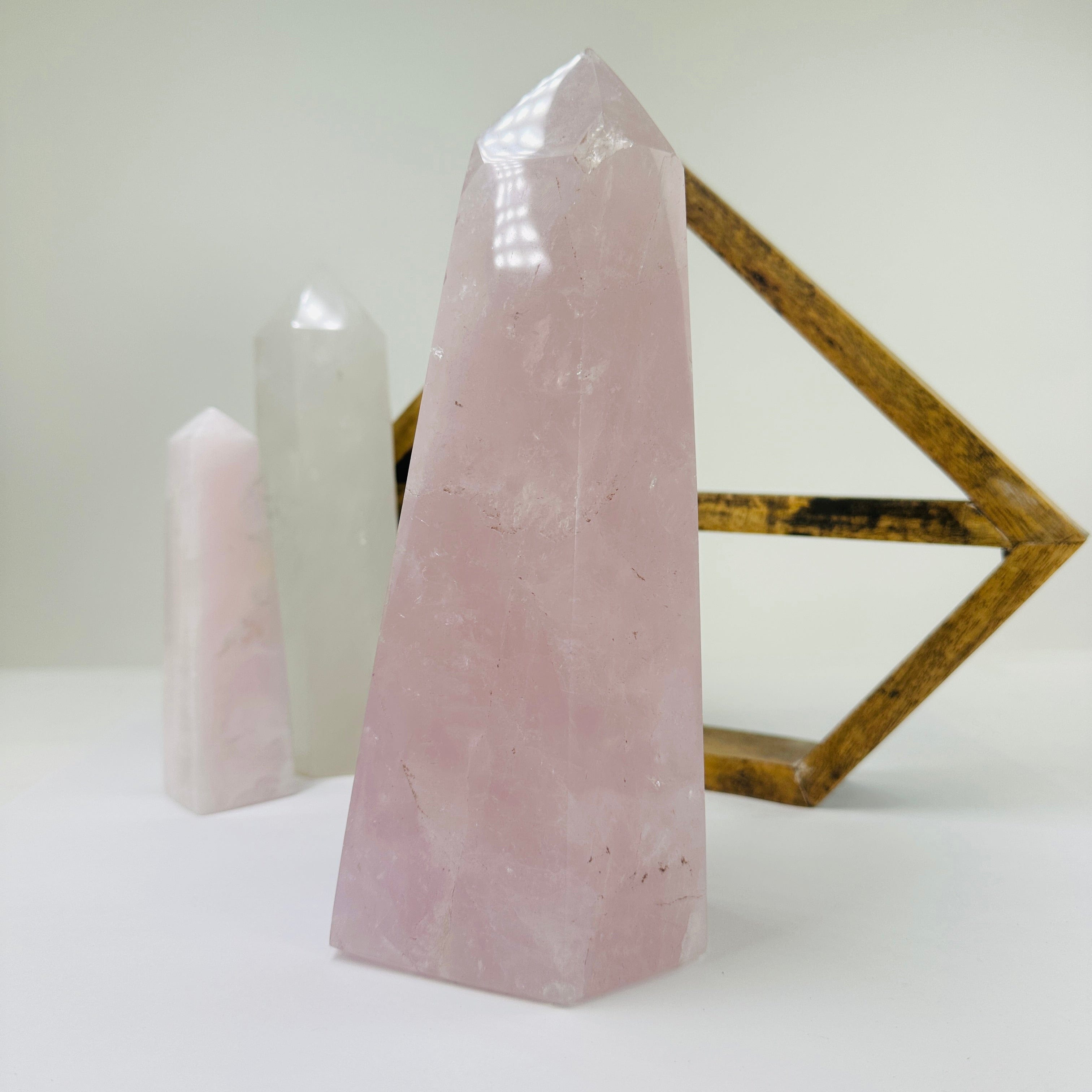 Large Rose Quartz Polished Crystal Tower OOAK