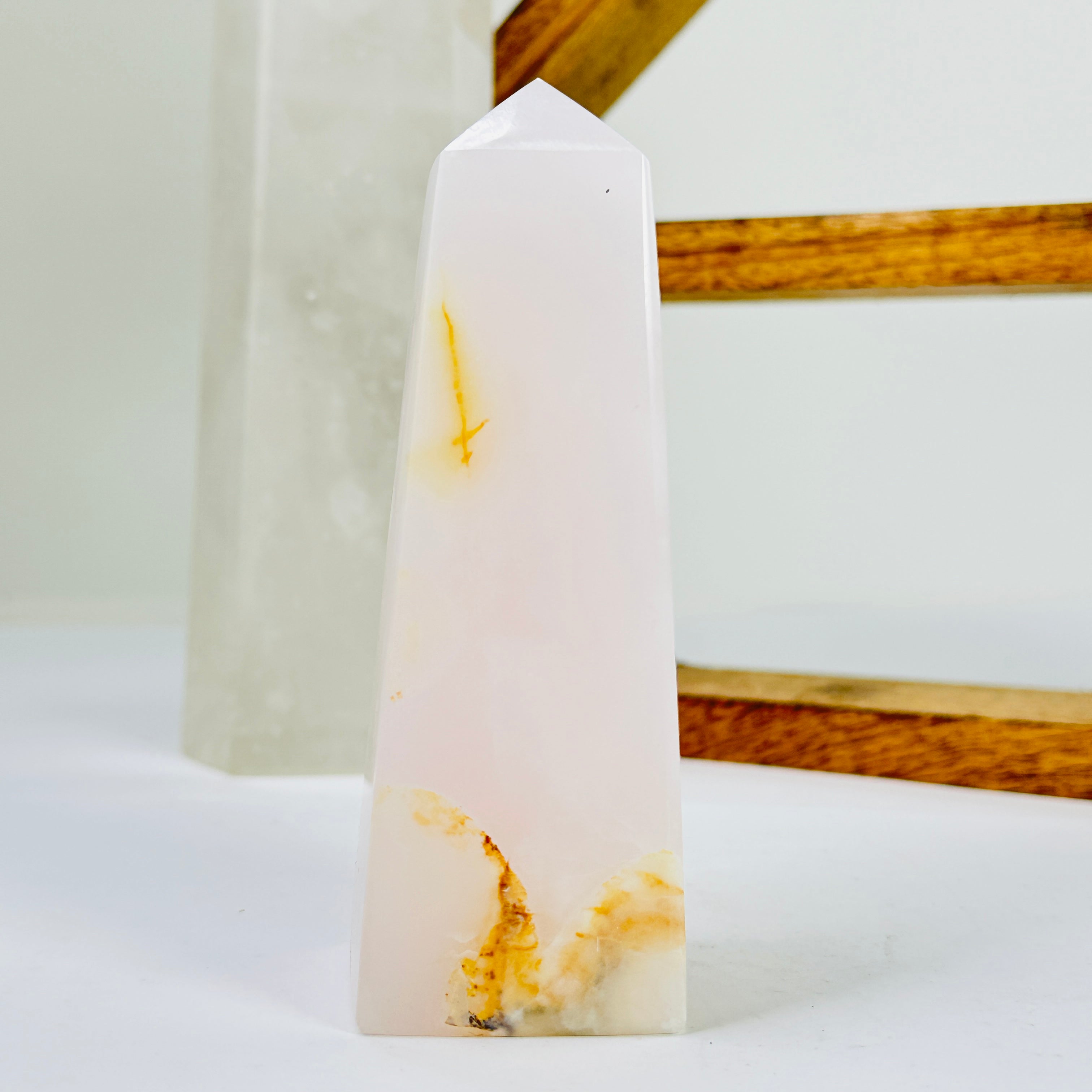 Rose Quartz Crystal Polished Obelisk One-of-a-Kind