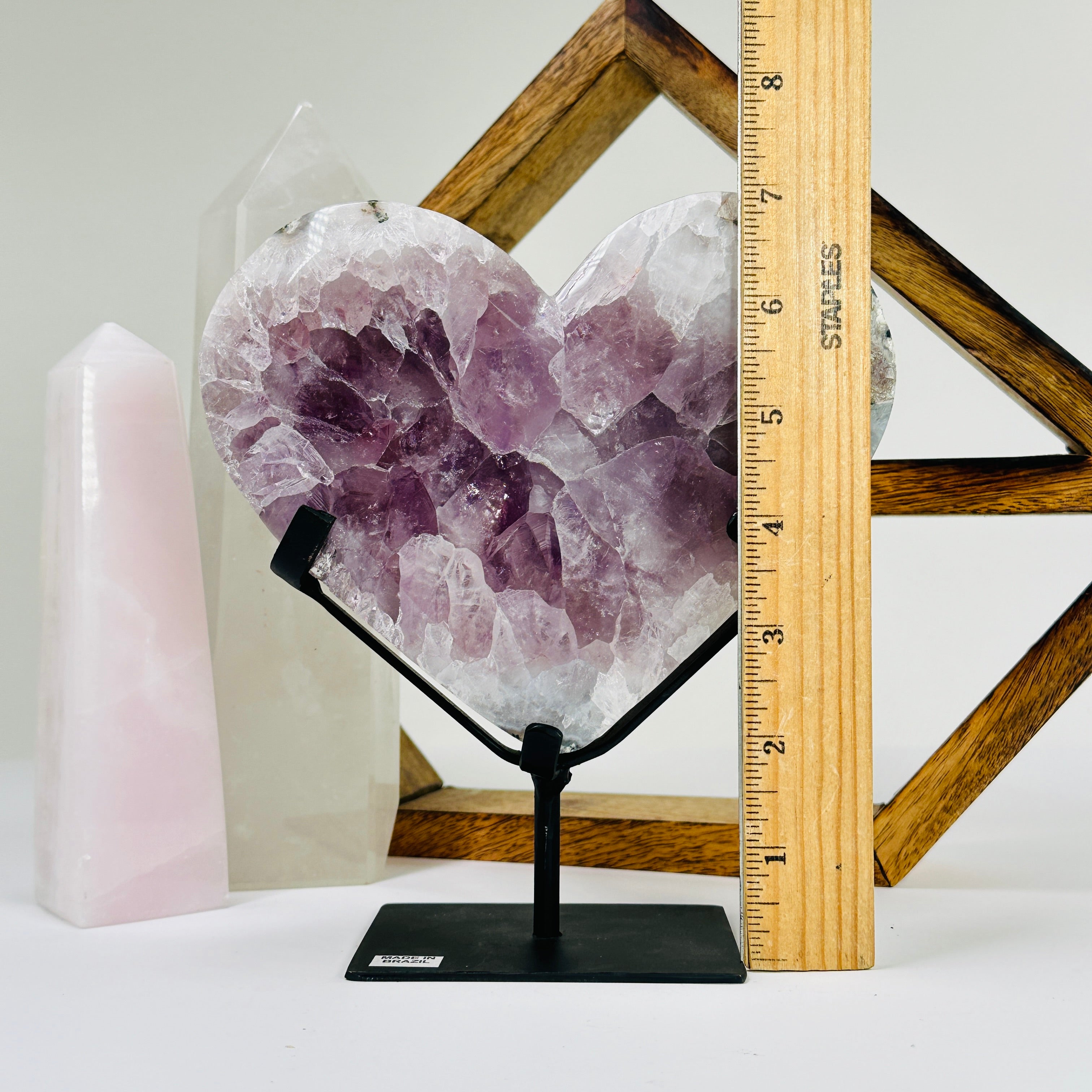 Amethyst Crystal Heart on Stand YOU CHOOSE