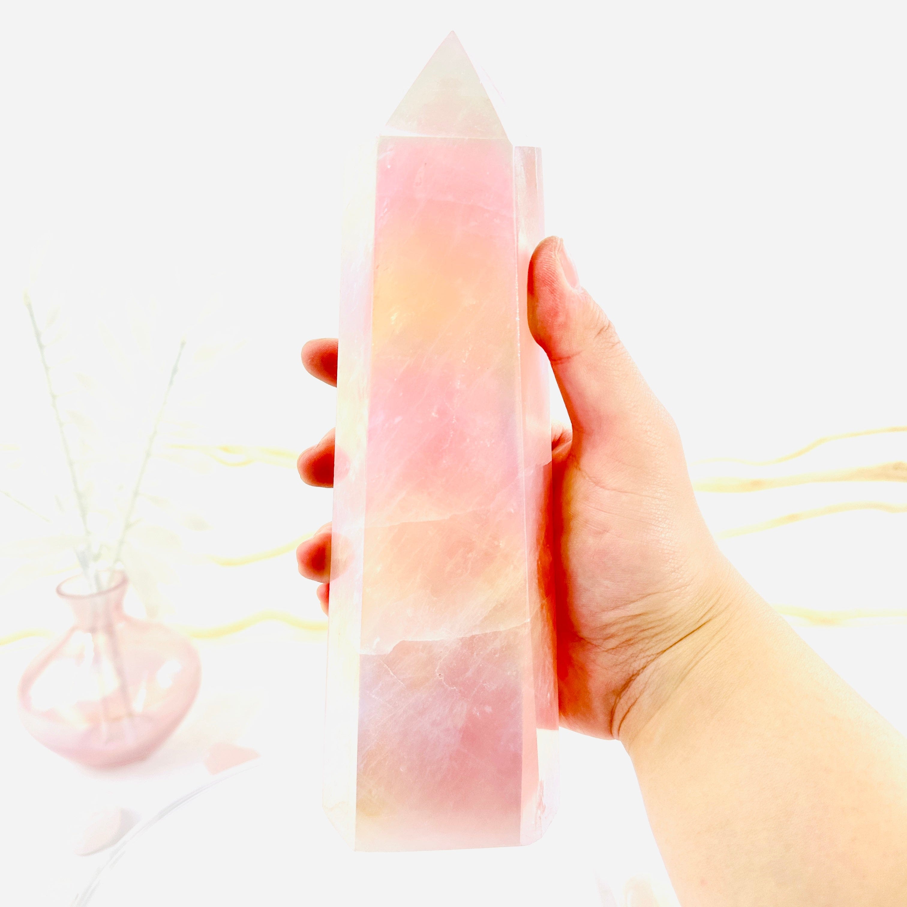 Angel Aura Rose Quartz Tower - Crystal Tower