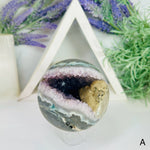 Amethyst Agate Crystal Sphere with Calcite - You Choose