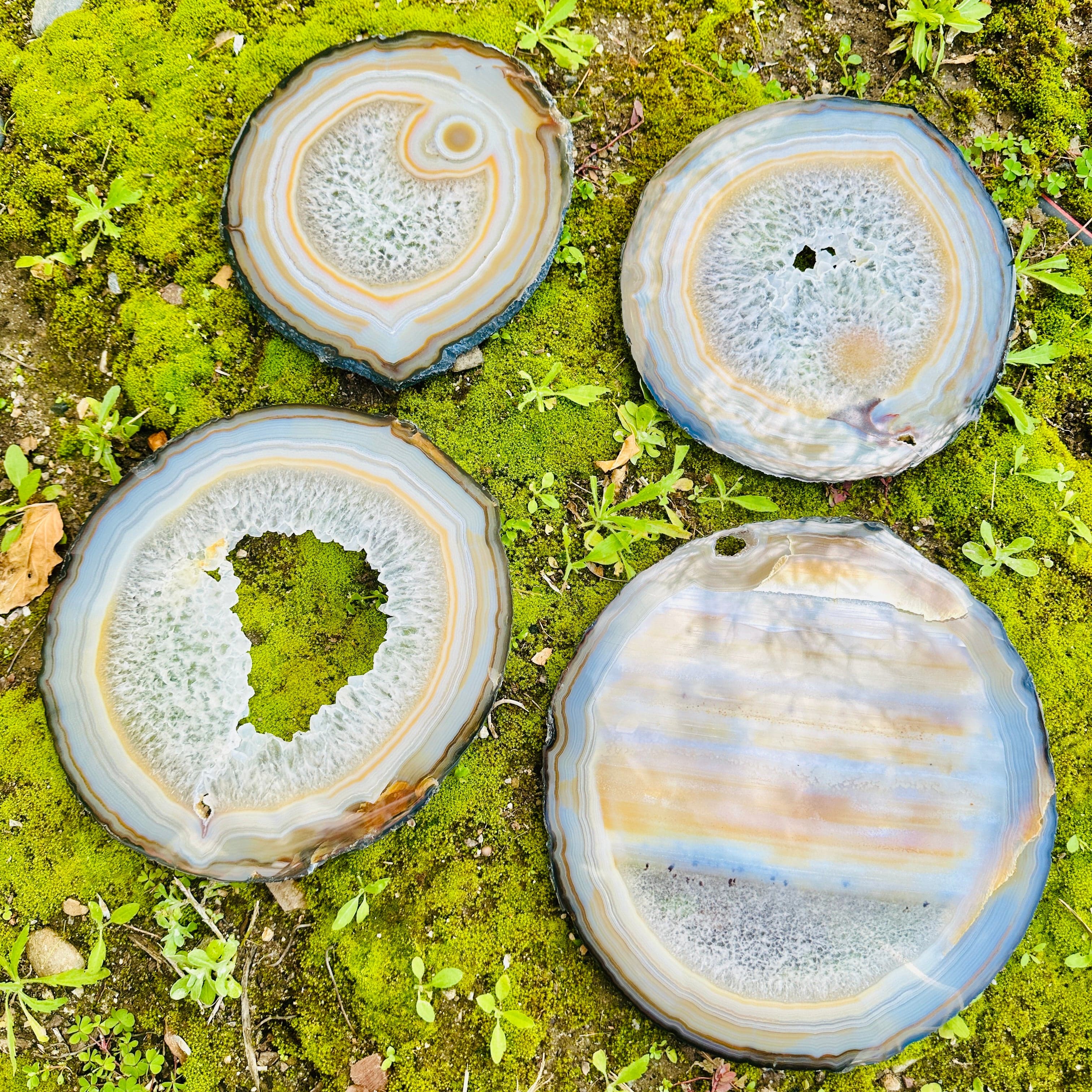 Agate Slice Set - Set of Four Agate Crystals AA Quality