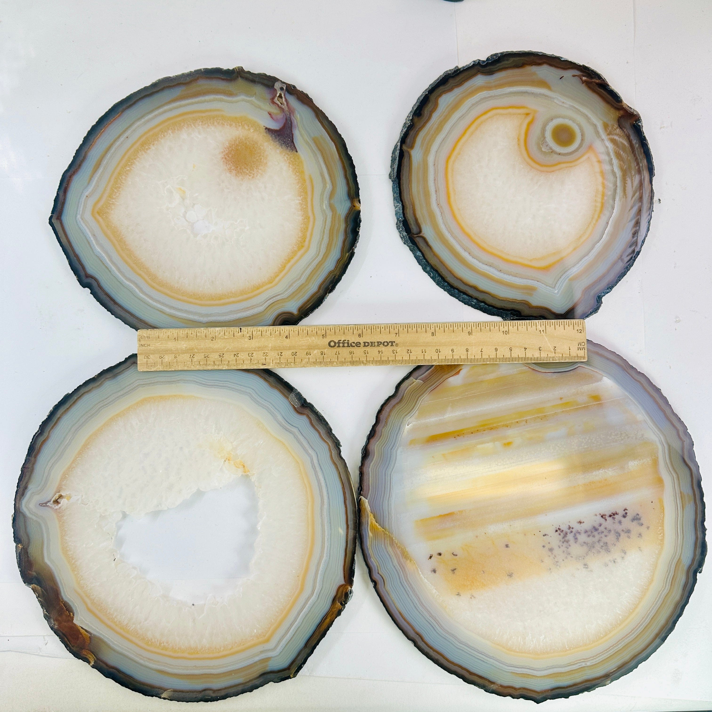 Agate Slice Set - Set of Four Agate Crystals AA Quality