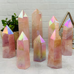 Angel Aura Rose Quartz Crystal Polished Tower - By Weight -