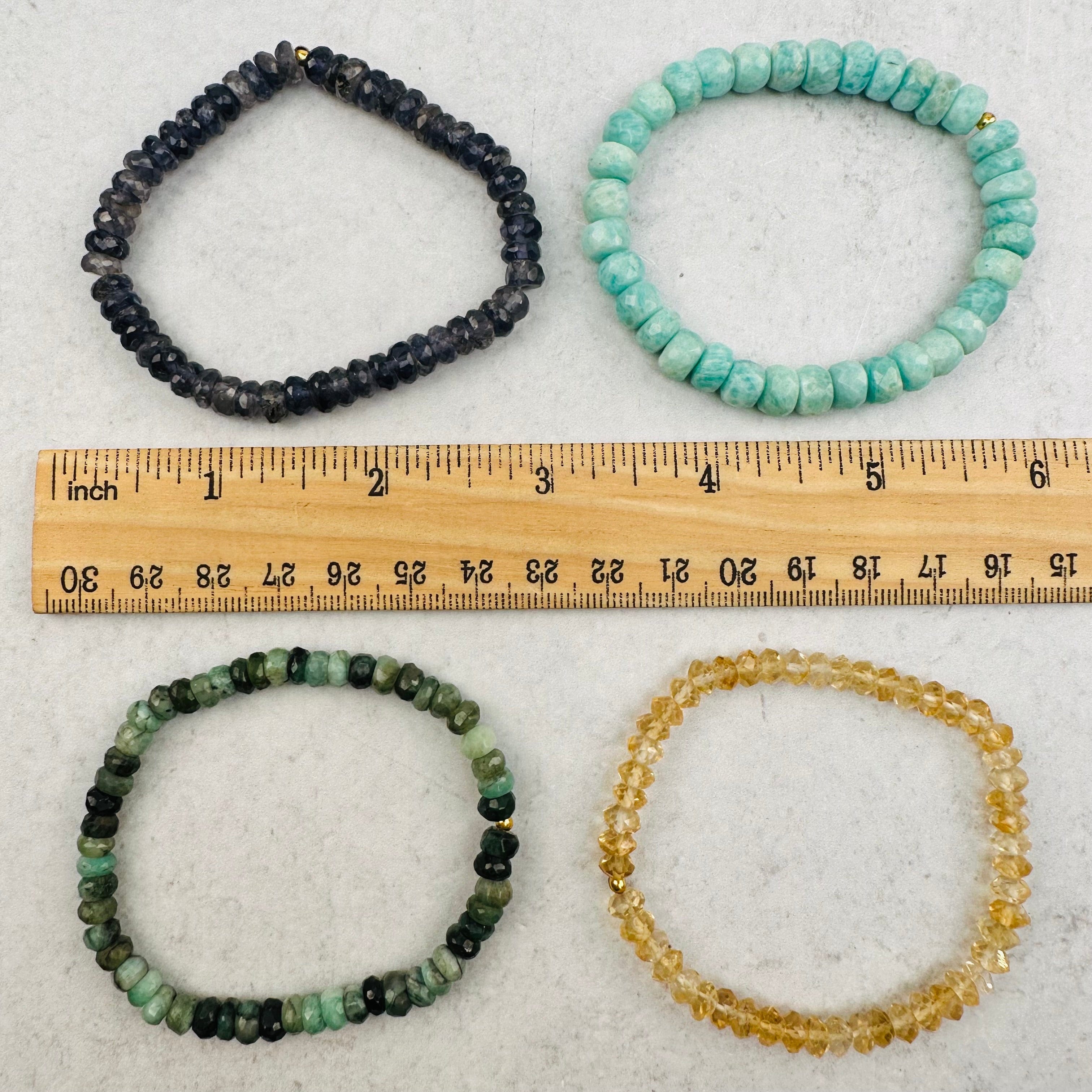 Gemstone Crystal Bracelets - 6mm - Faceted Bead with Gold Plated Sterling Accent