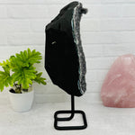 Black Amethyst Crystal Cluster on Metal Stand - OOAK -