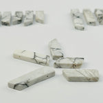 White Howlite Polished Long Beads - Top Side Drilled - 5pcs -