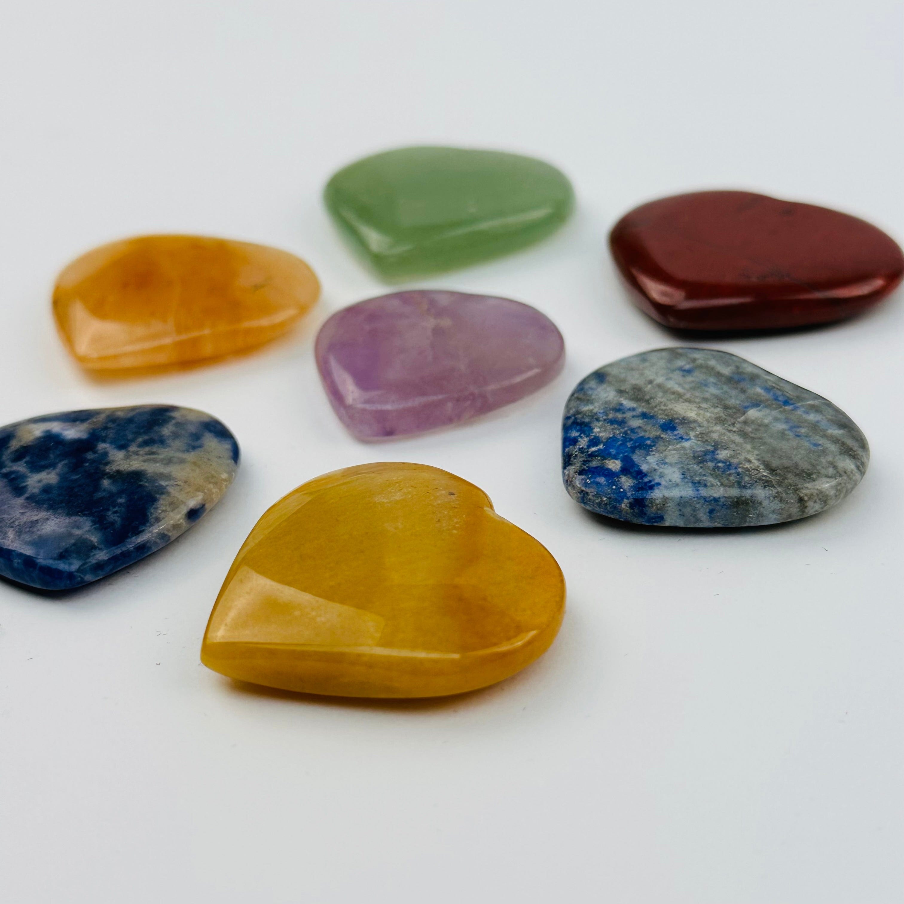 Chakra Stones - Heart Shaped Chakra Stone - Chakra Heart Set - (RK8B15)