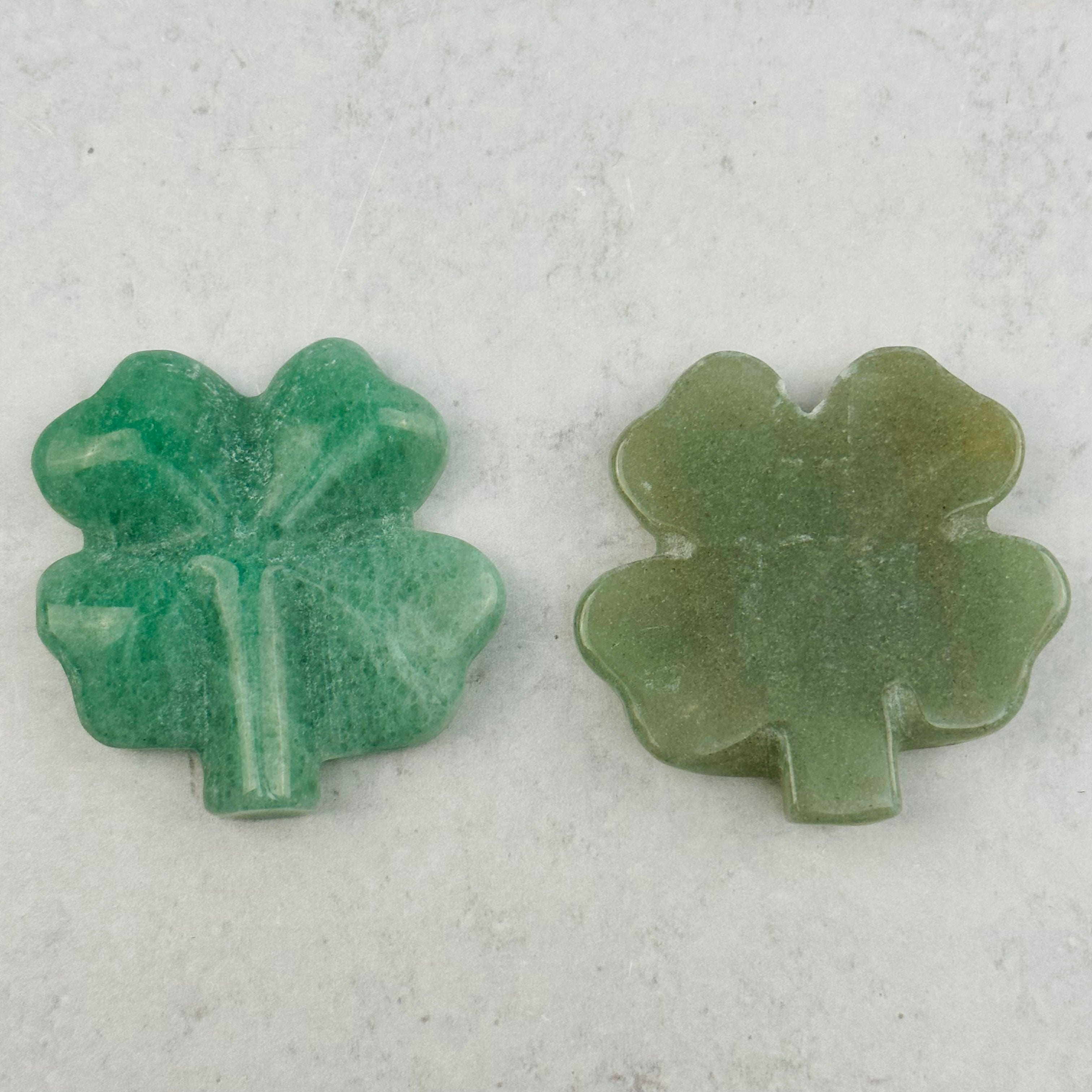 Green Aventurine Carved Gemstone Clovers Lucky