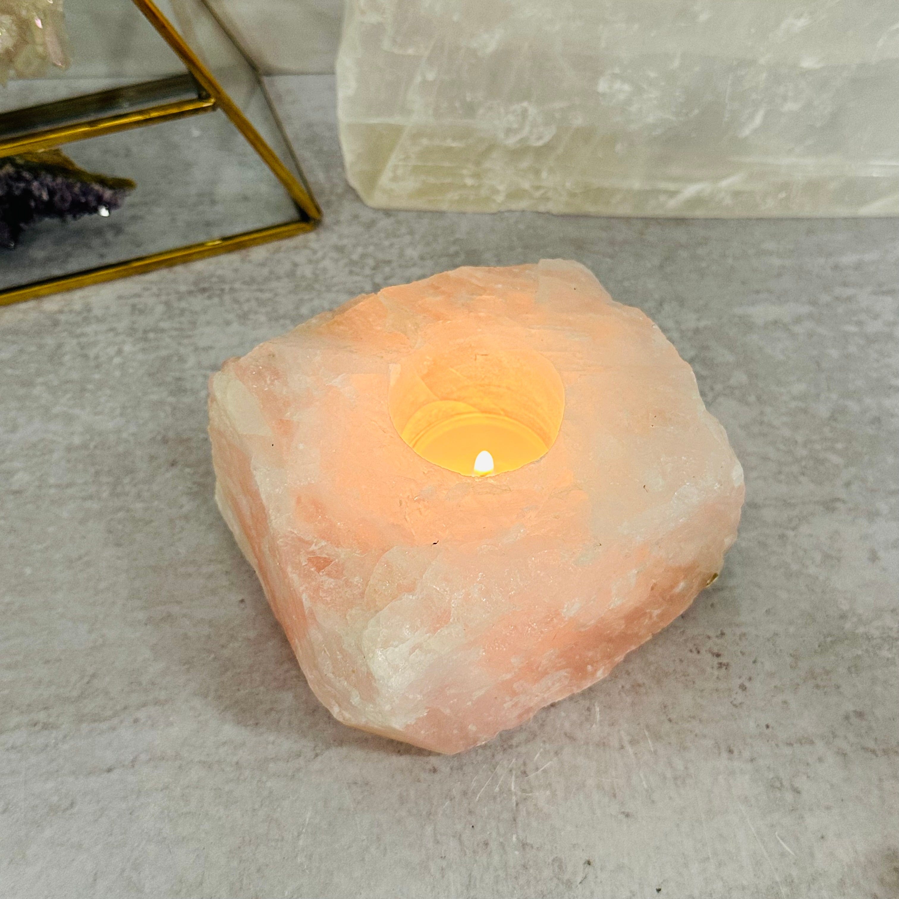 WHOLESALE Crystals - Case Pack BULK LOT - BUY THE BOX 🌸 20 Rose Quartz "B" Candle Holders - SAVINGS