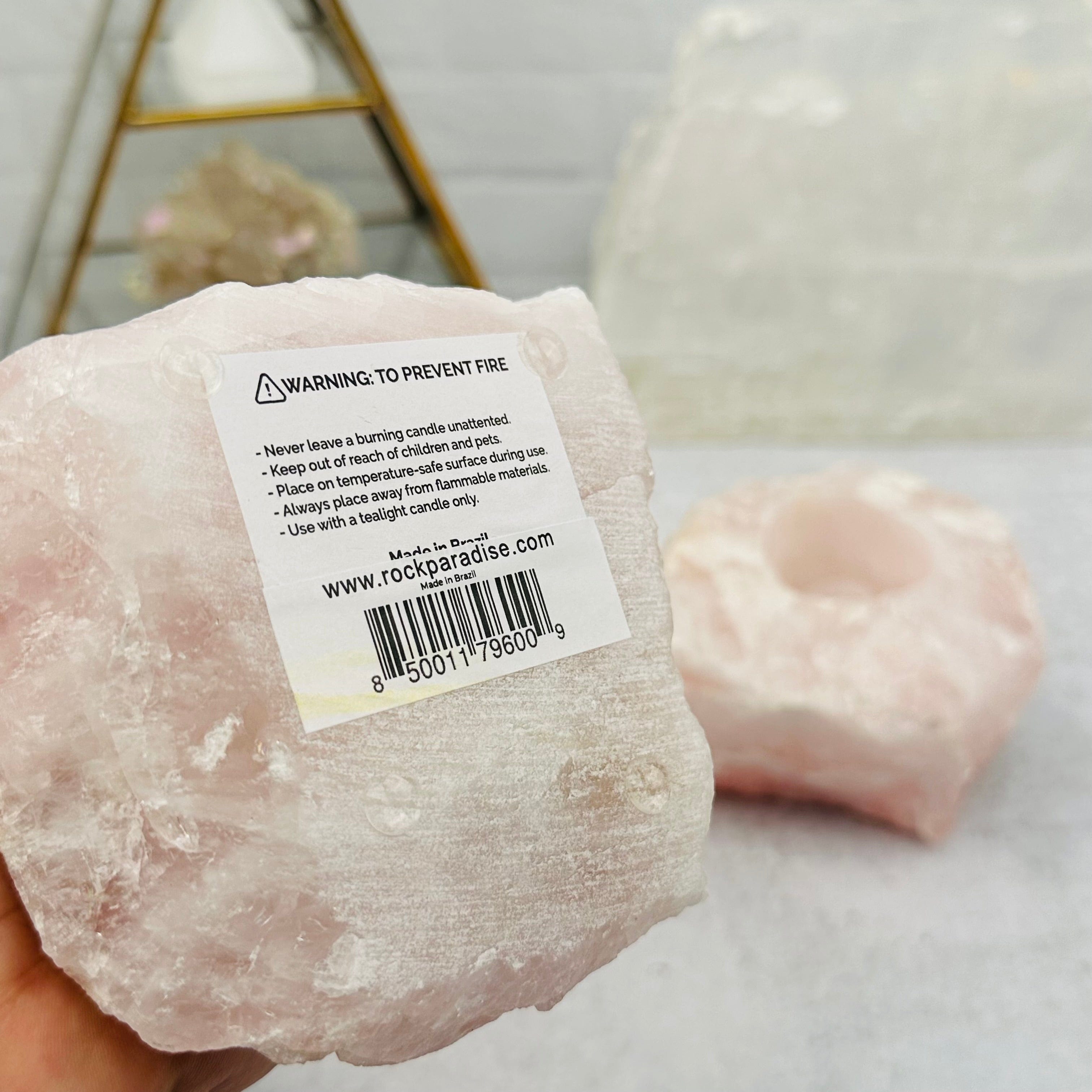 WHOLESALE Crystals - Case Pack BULK LOT - BUY THE BOX 🌸 20 Rose Quartz "B" Candle Holders - SAVINGS