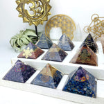 Orgone Tourmaline with Amethyst Point Pyramid - Chakra Reiki Metaphysical Pyramids