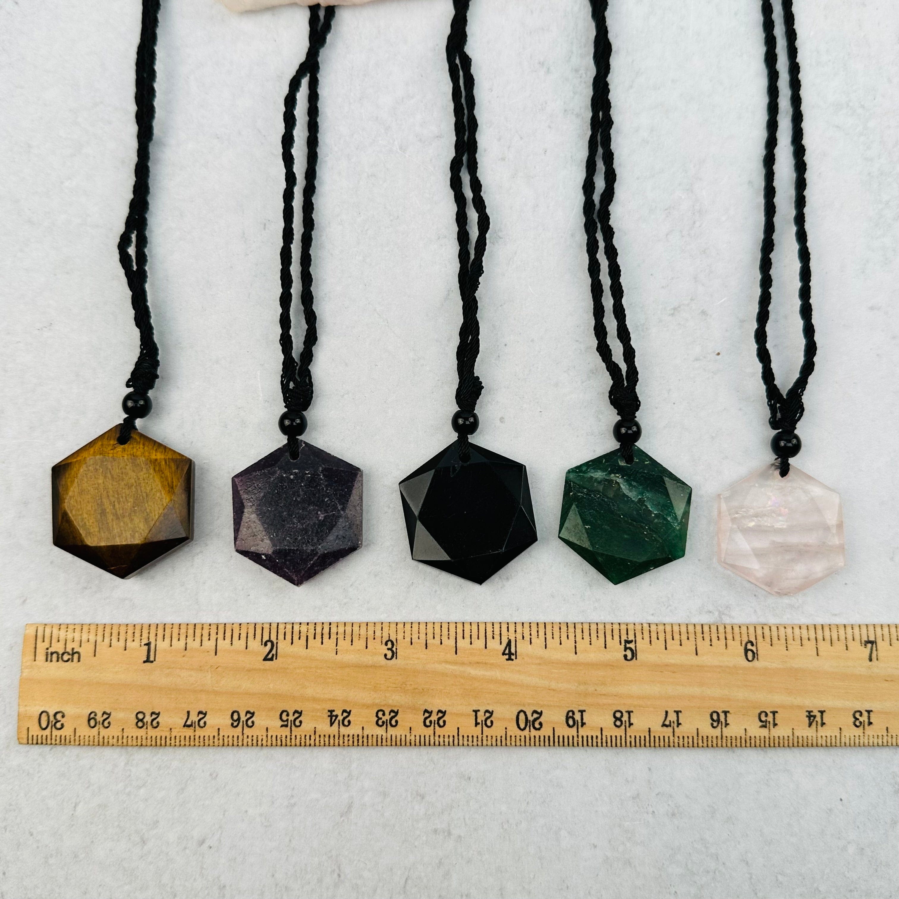 Crystal Gemstone Hexagon Healing Stone Necklace