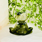 Green Jadeite Meditating Frog - Carved Crystal