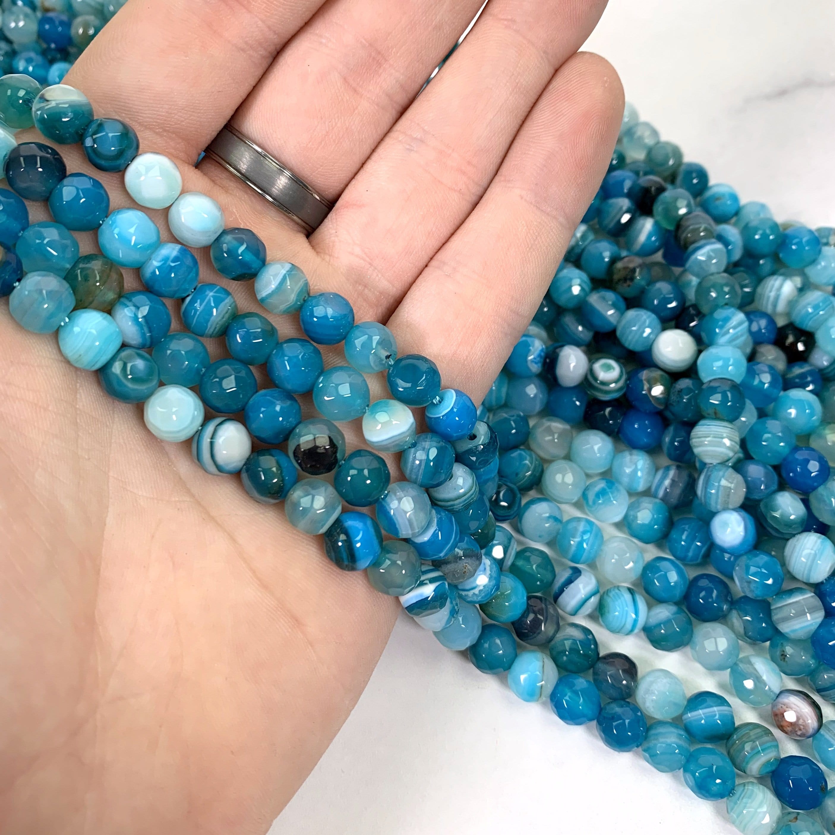 Agate Faceted Bead Strand