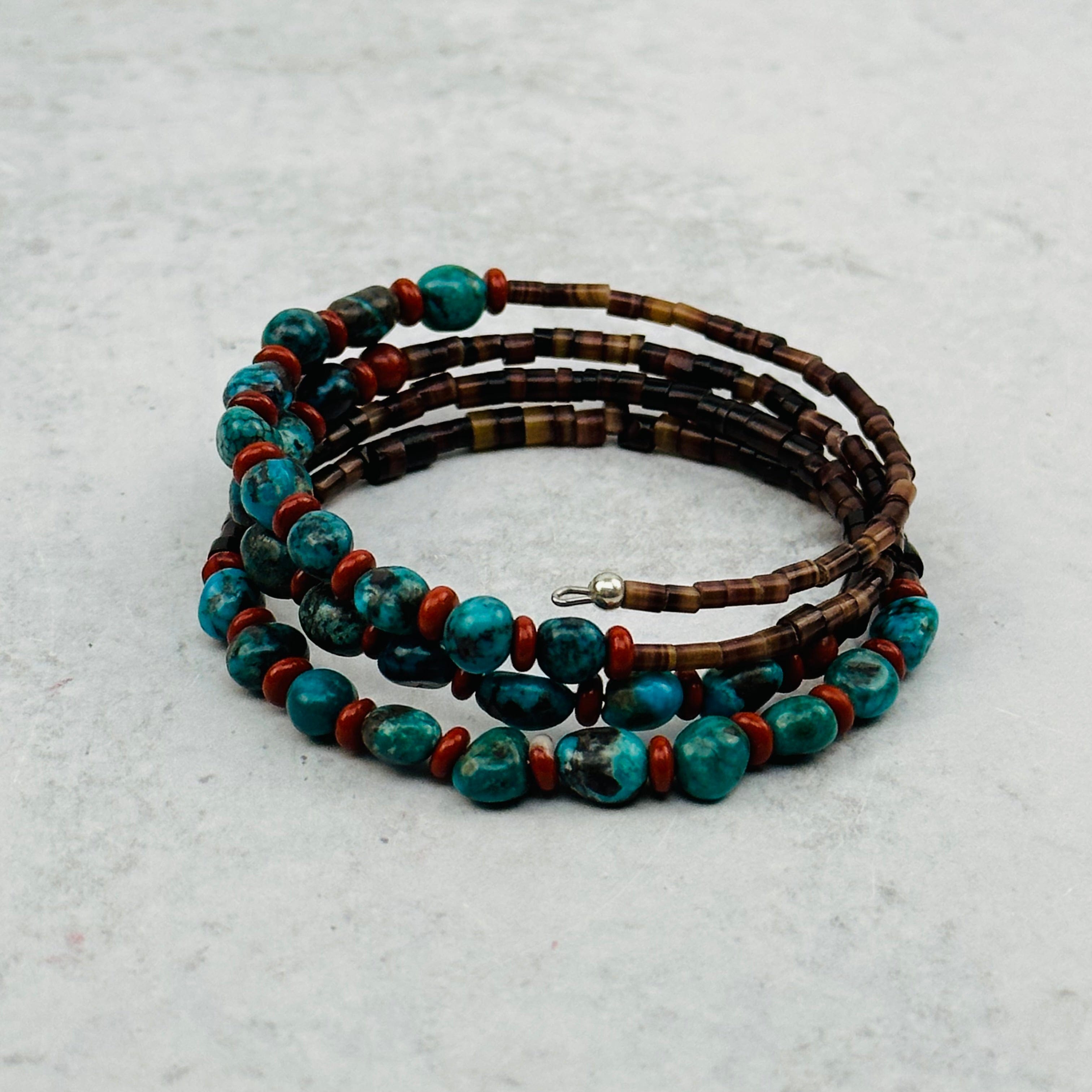 Turquoise Bracelet with Puka Shells - OOAK -