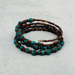 Turquoise Bracelet with Puka Shells - OOAK -