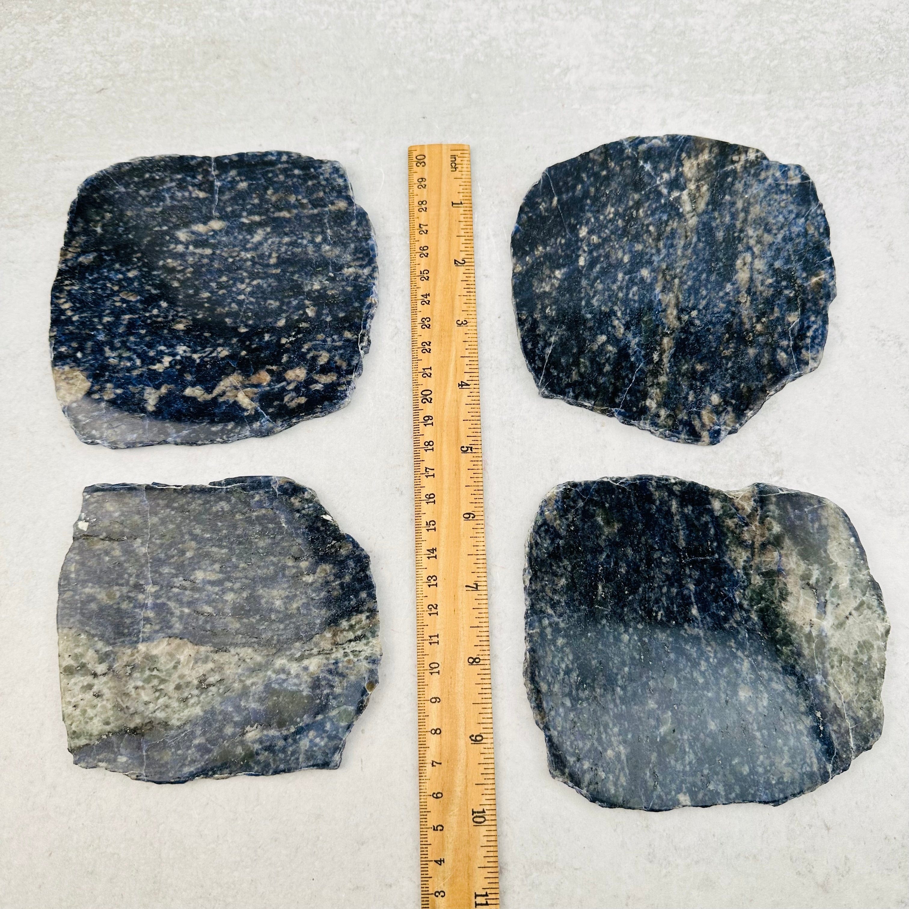 4 pcs Sodalite Free Form Stone Coaster - Crystal Coasters - Set of 4