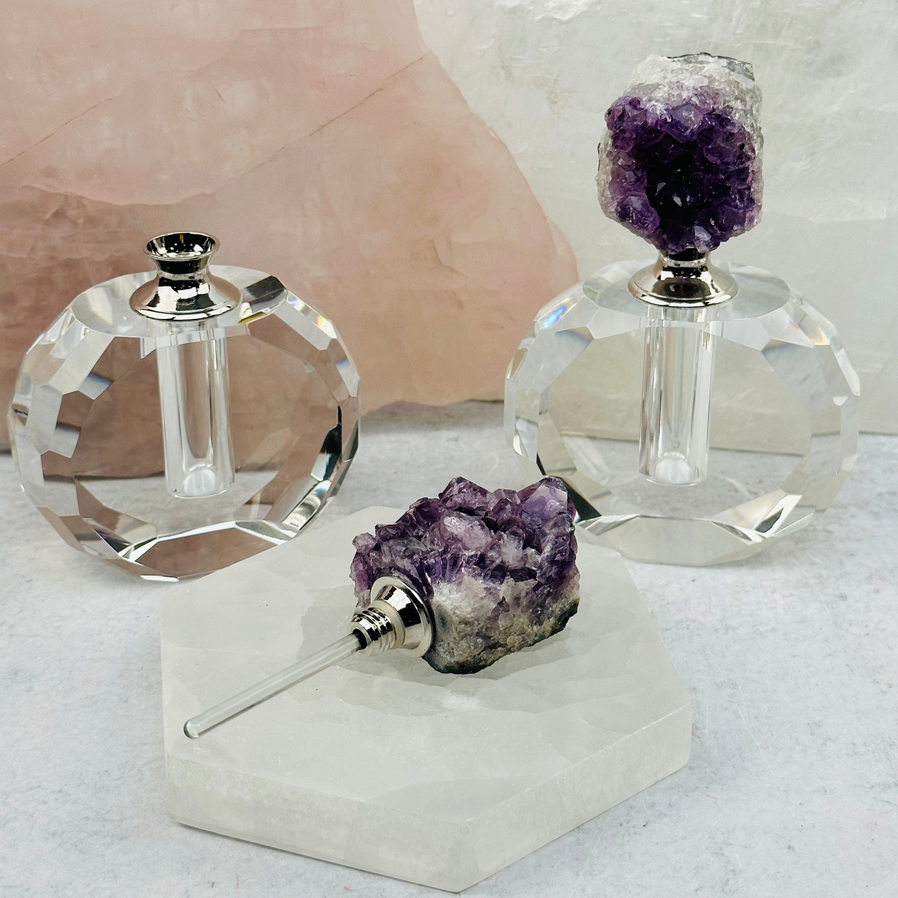 Amethyst Crystal Natural Cluster Top Medium Perfume Bottle