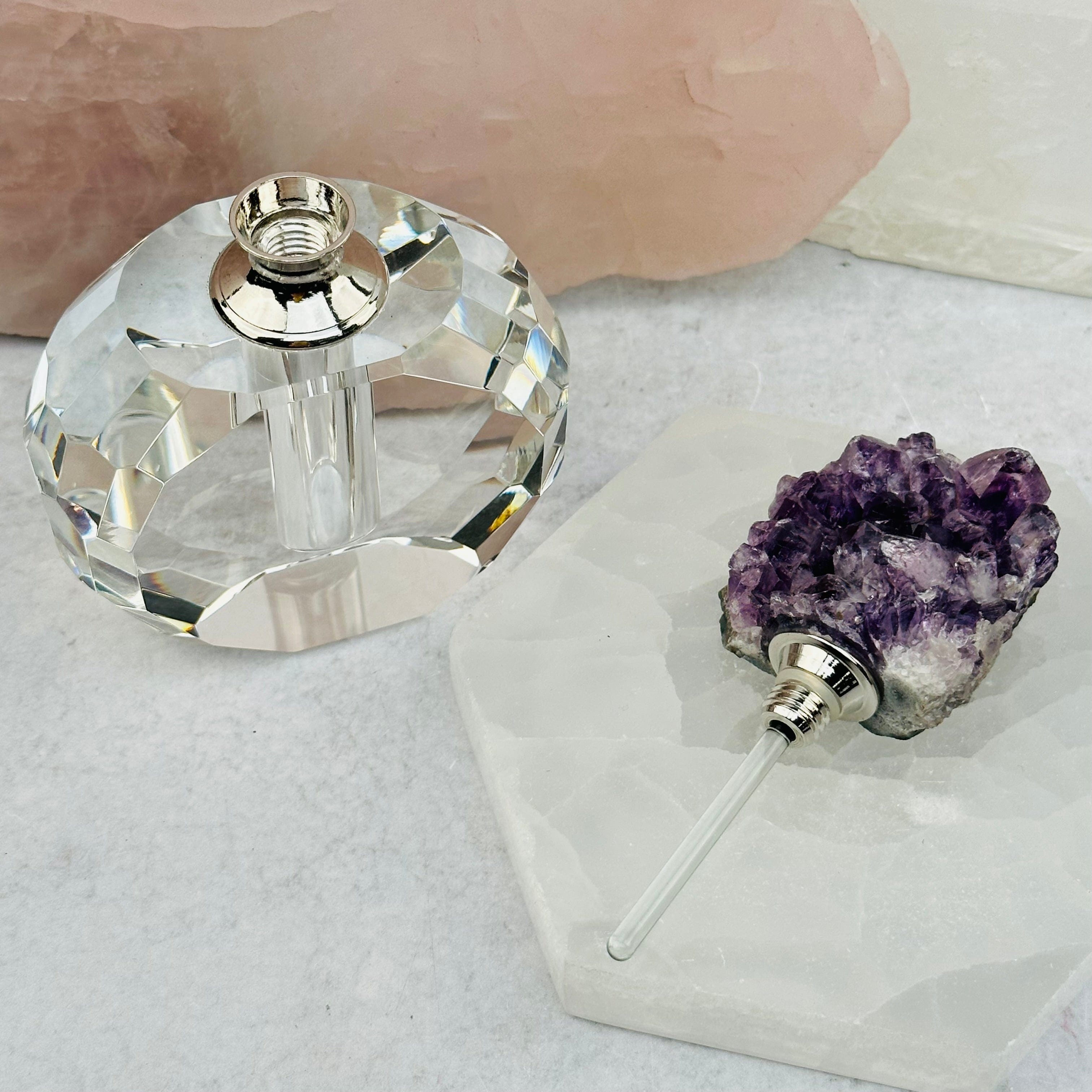 Amethyst Crystal Natural Cluster Top Medium Perfume Bottle