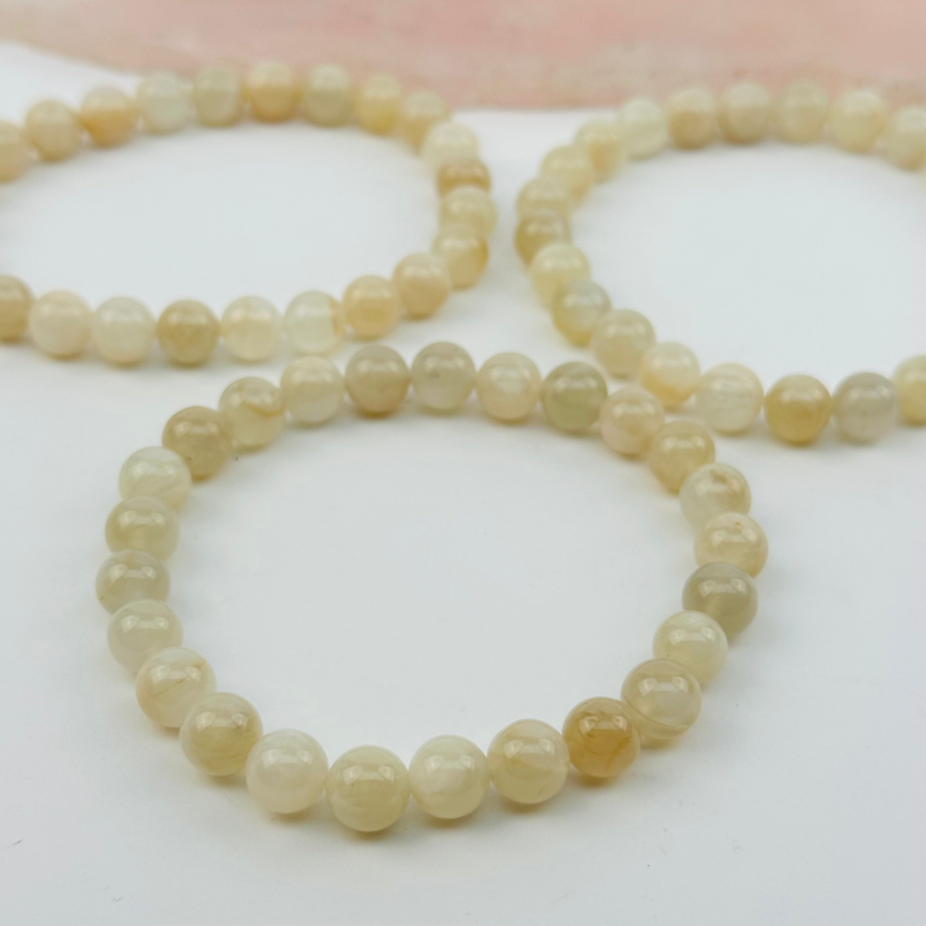 Cream Moonstone Crystal Beaded Bracelets