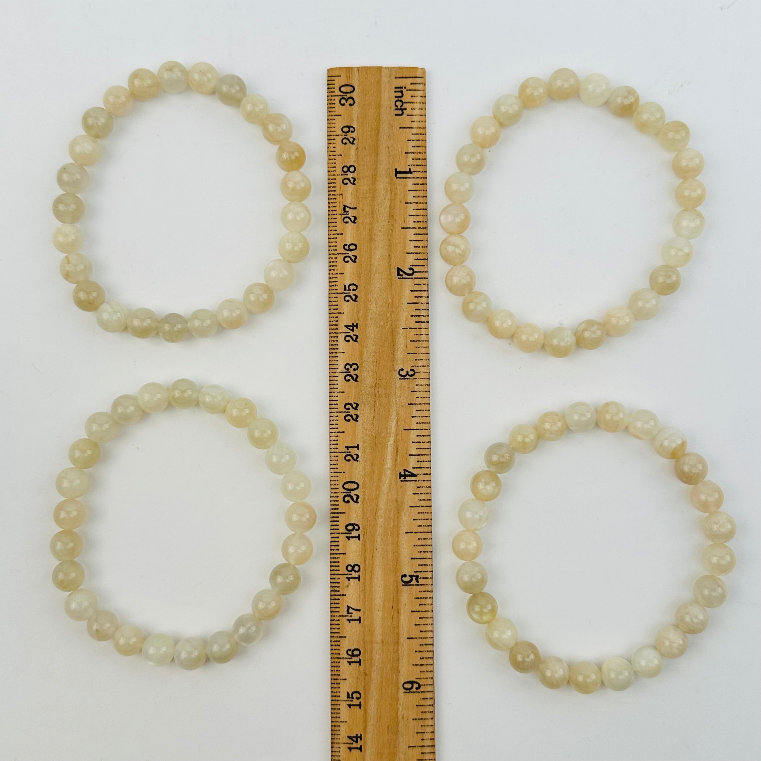 Cream Moonstone Crystal Beaded Bracelets